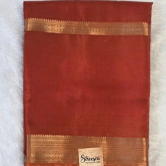 Self Orange Semi Crepe Silk Saree