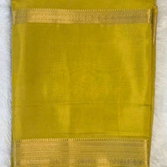 Self Yellow Semi Crepe Silk Saree