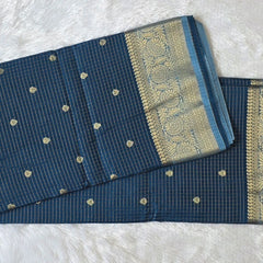 Contrast Checks Semi Silk Saree