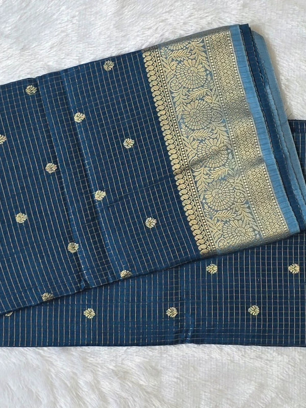 Contrast Checks Semi Silk Saree