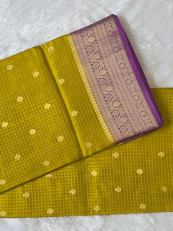 Contrast Checks Semi Silk Saree