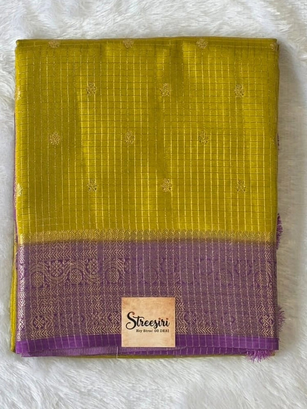 Contrast Checks Semi Silk Saree