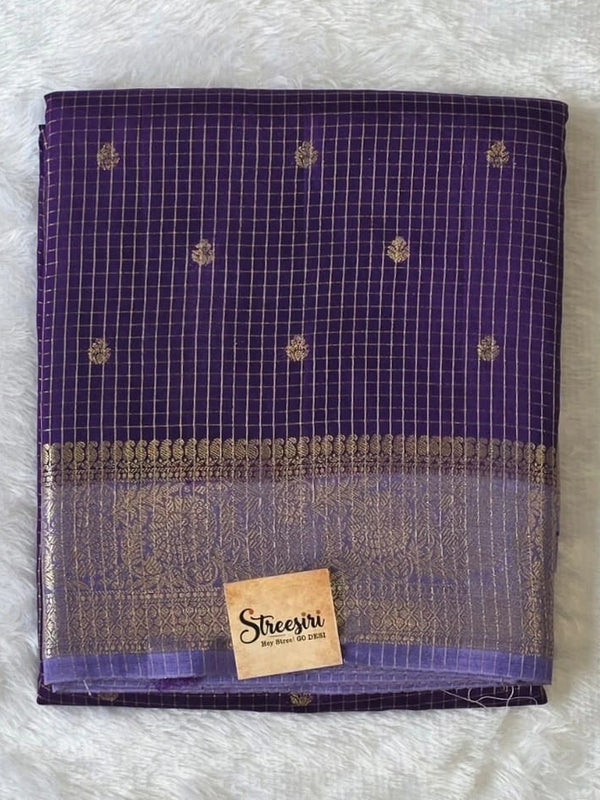 Contrast Checks Semi Silk Saree