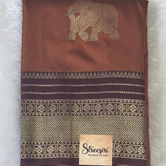 Contrast Elephant Design Semi Silk Saree
