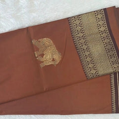 Contrast Elephant Design Semi Silk Saree