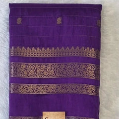 Self Purple Semi Silk Saree