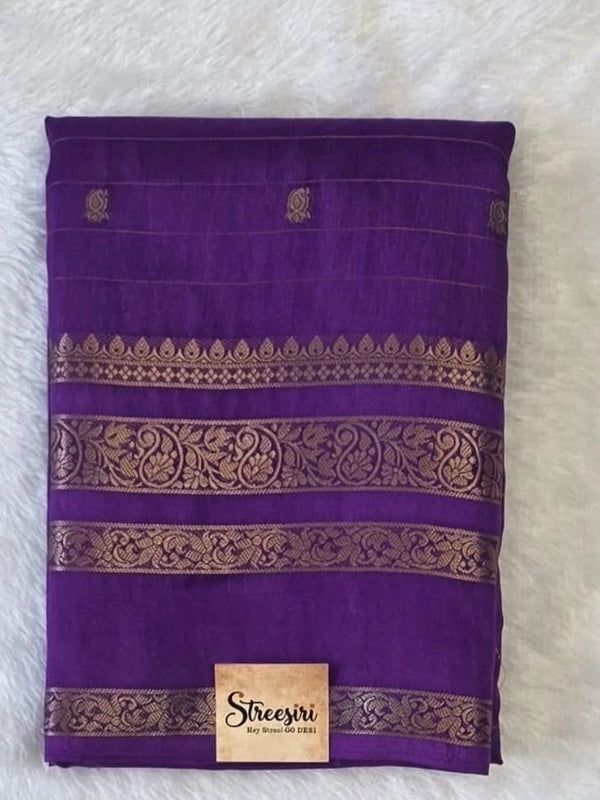 Self Purple Semi Silk Saree