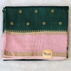 Contrast Butta Green Pink Viscose Saree