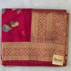 Floral Print Tussar Silk Saree