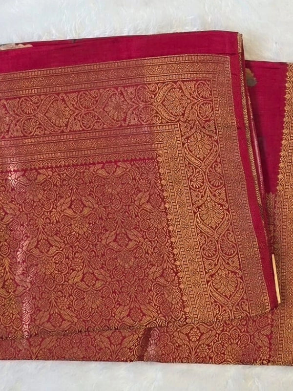 Floral Print Tussar Silk Saree