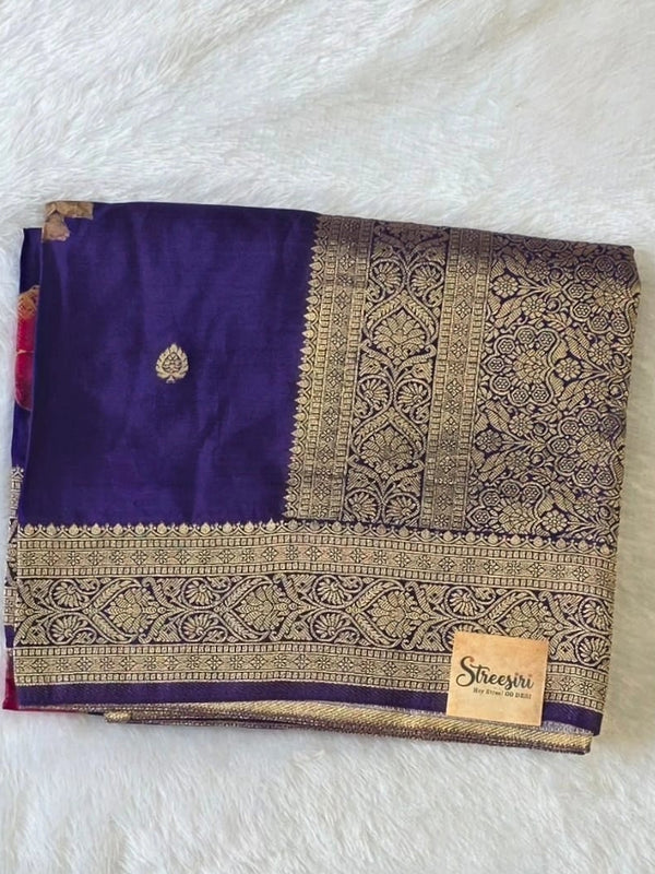 Floral Print Tussar Silk Saree