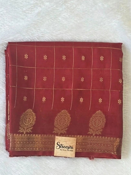 Checks With Butta Semi Crepe Silk Saree