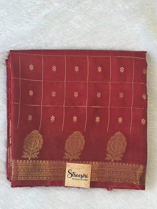 Checks With Butta Semi Crepe Silk Saree