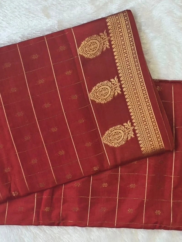 Checks With Butta Semi Crepe Silk Saree