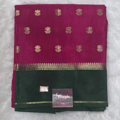 Contrast Pink Green Crepe Butta Saree