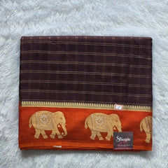 Contrast Checks Semi Silk Saree