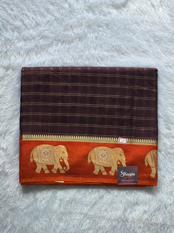 Contrast Checks Semi Silk Saree