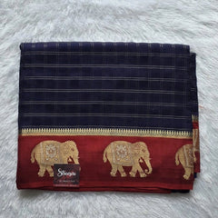 Contrast Checks Semi Silk Saree