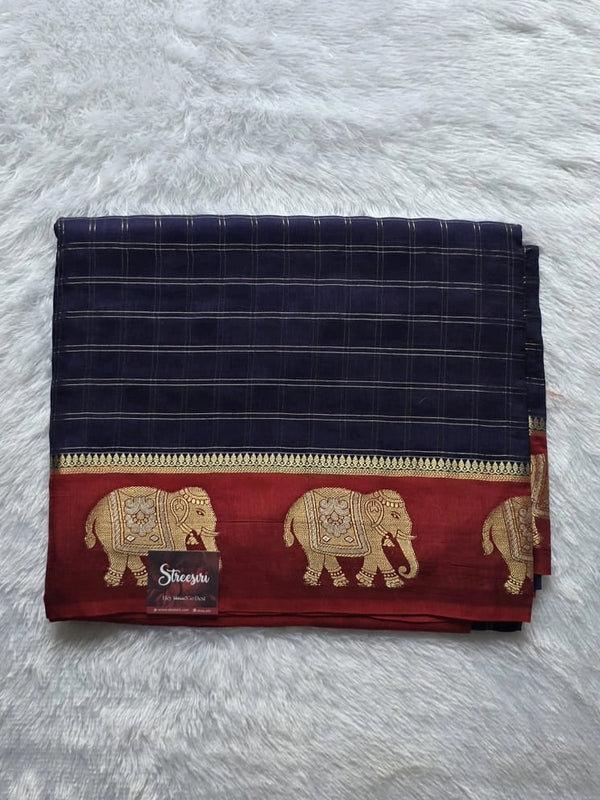 Contrast Checks Semi Silk Saree