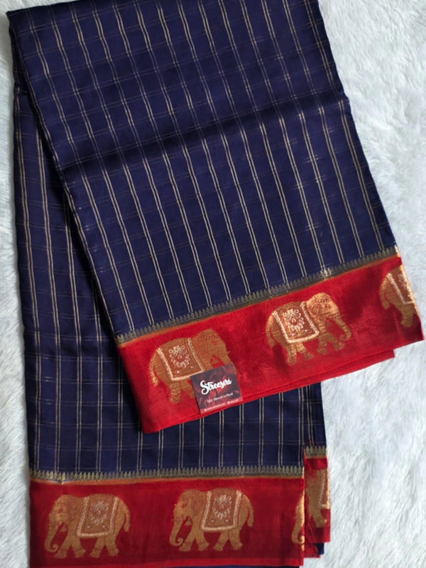 Contrast Checks Semi Silk Saree