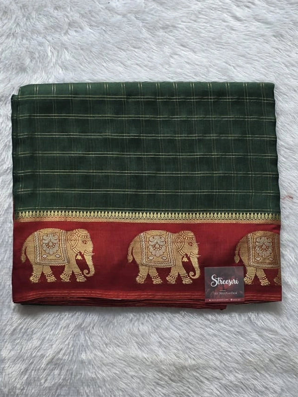 Contrast Checks Semi Silk Saree