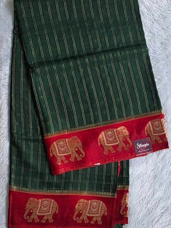 Contrast Checks Semi Silk Saree