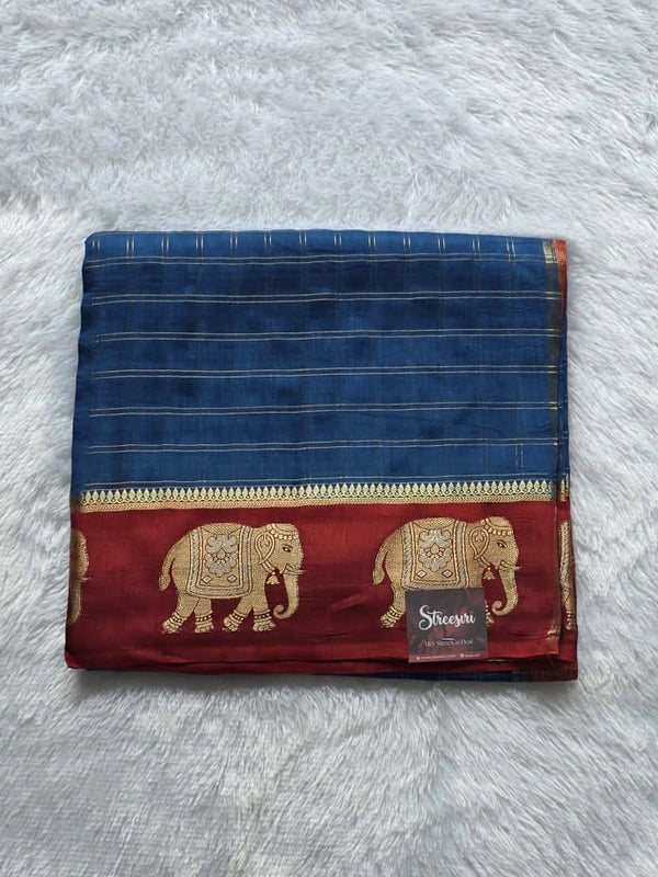 Contrast Checks Semi Silk Saree