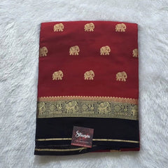 Contrast Elephant Semi Silk Saree