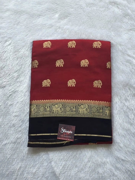 Contrast Elephant Semi Silk Saree