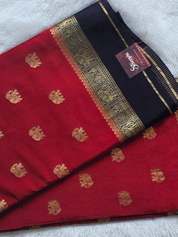 Contrast Elephant Semi Silk Saree
