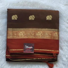 Contrast Elephant Semi Silk Saree