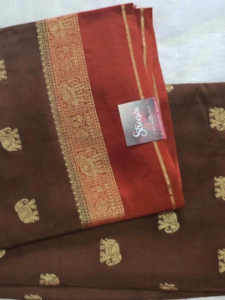 Contrast Elephant Semi Silk Saree