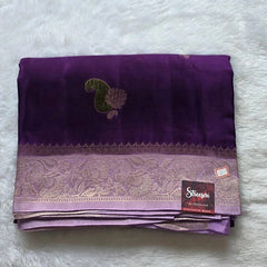 Contrast Mango Purple Semi Silk Saree