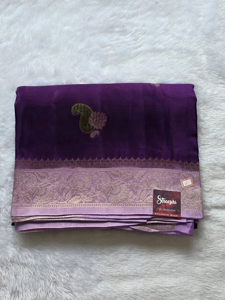 Contrast Mango Purple Semi Silk Saree