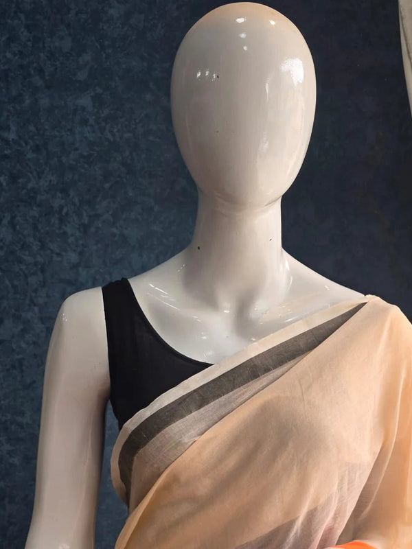 Bengal Peach Orange Cotton Saree