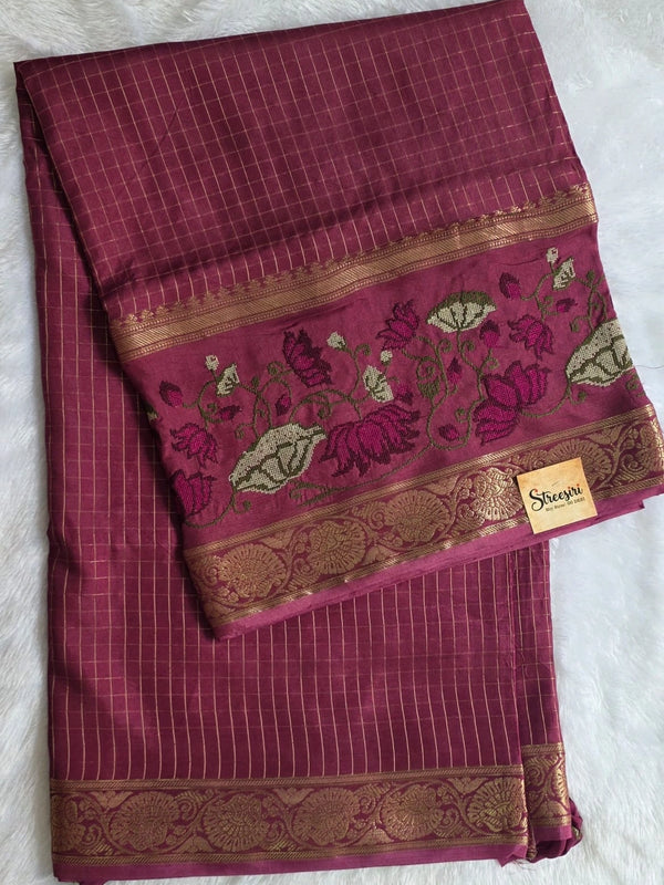 Chex Rose Pink Semi Silk Saree