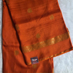 Mango Bentex Border Brick Orange Semi Silk Saree