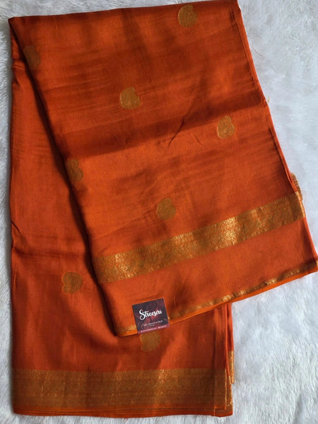 Mango Bentex Border Brick Orange Semi Silk Saree