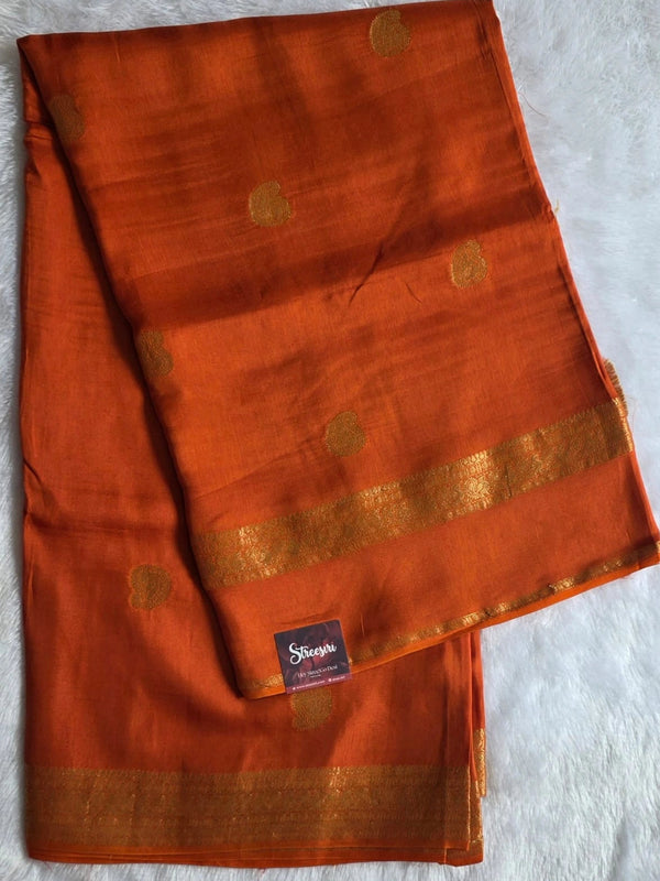Mango Bentex Border Brick Orange Semi Silk Saree