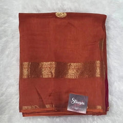 Mango Bentex Border Brick Orange Semi Silk Saree
