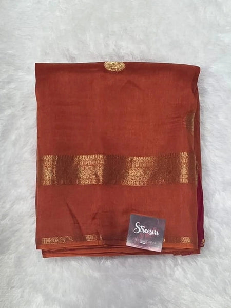 Mango Bentex Border Brick Orange Semi Silk Saree