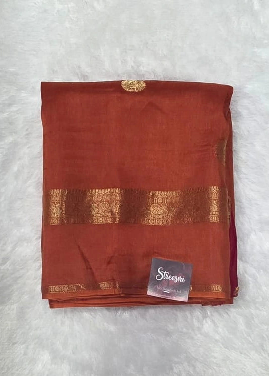Mango Bentex Border Brick Orange Semi Silk Saree