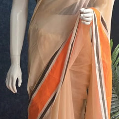 Bengal Peach Orange Cotton Saree