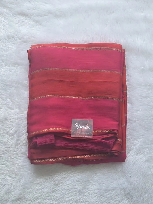 Fancy Pink Orange Saree