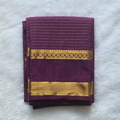 Self Purple Gold Semi Crepe Silk Saree