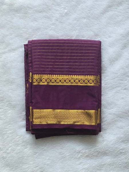 Self Purple Gold Semi Crepe Silk Saree