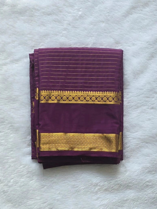 Self Purple Gold Semi Crepe Silk Saree
