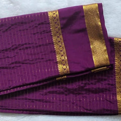 Self Purple Gold Semi Crepe Silk Saree