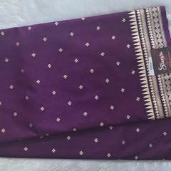 Butta Small Checks Purple Semi Silk Saree