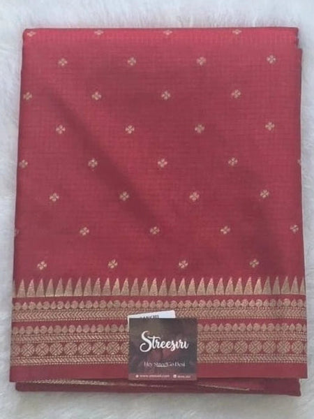 Butta Small Checks Purple Semi Silk Saree